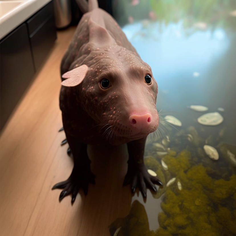 Mara as a terrifying dog-axolotl chimera